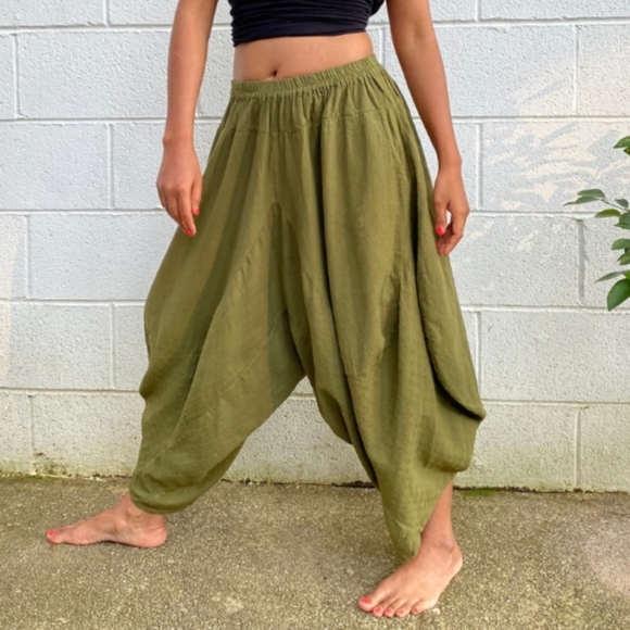 Olive green beach pant - Picture 1 of 13